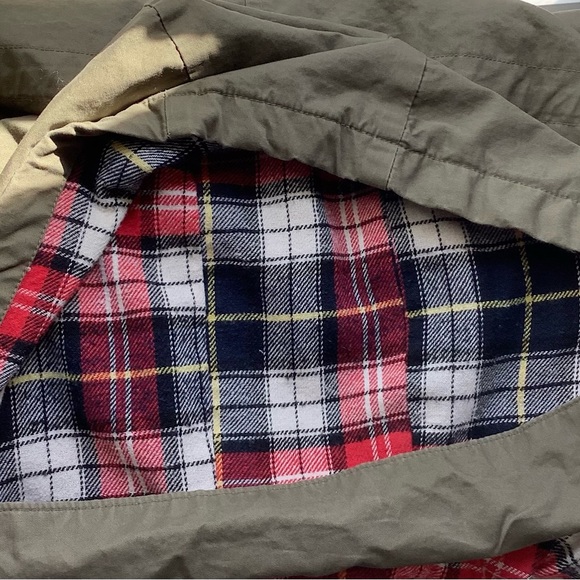 LOVE TREE Olive Lined Jacket with Plaid Trim - Picture 4 of 7
